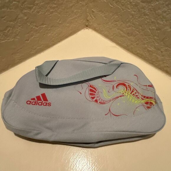 Adidas Adicolor Mini Bag Light Blue Cosmetic Case Pink Logo Sporty NEW - Picture 3 of 10